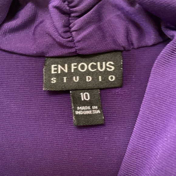 Enfocus Studio Black & Purple Midi Dress Size 10 - Picture 12 of 16